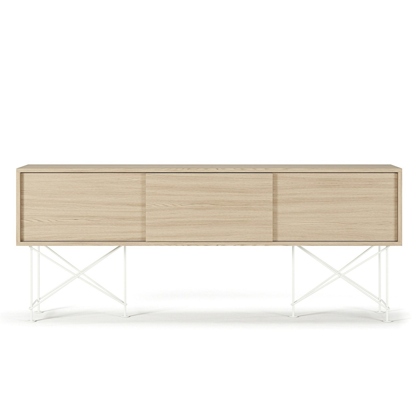 Vogue Media Bench With Stand 180 cm, White Oak / White
