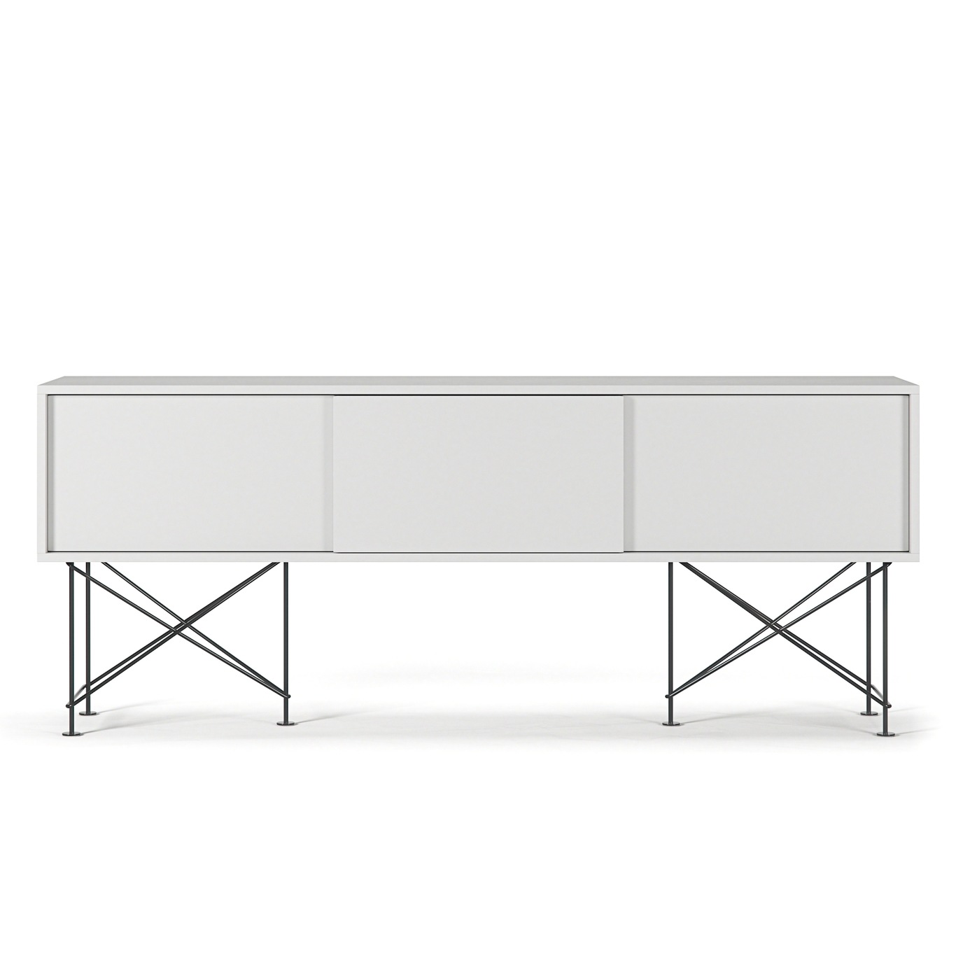 Vogue Media Bench With Stand 180 cm, White / Black