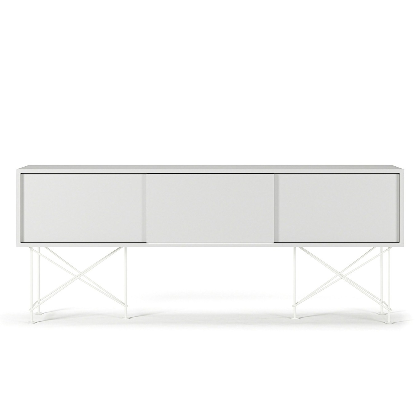 Vogue Media Bench With Stand 180 cm, White / White