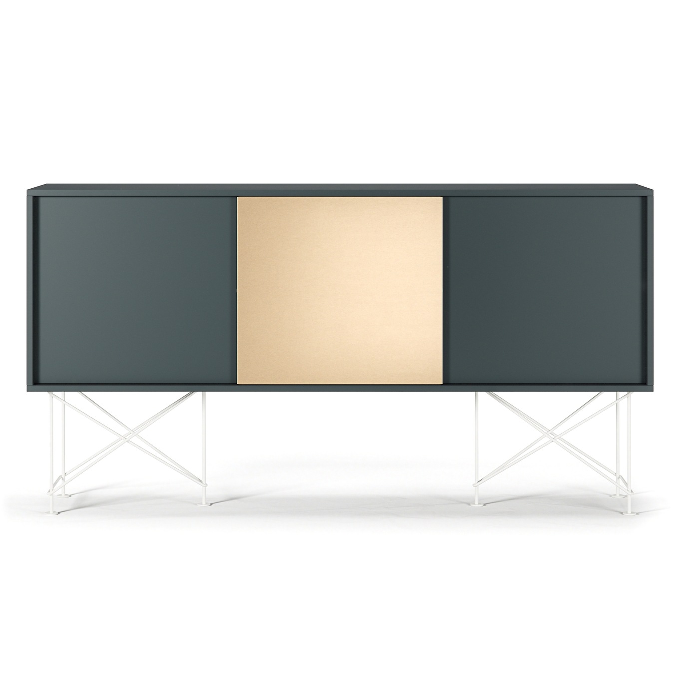 Vogue Sideboard 1 Brass Door With Stand 180 cm, Grey / Brass / White