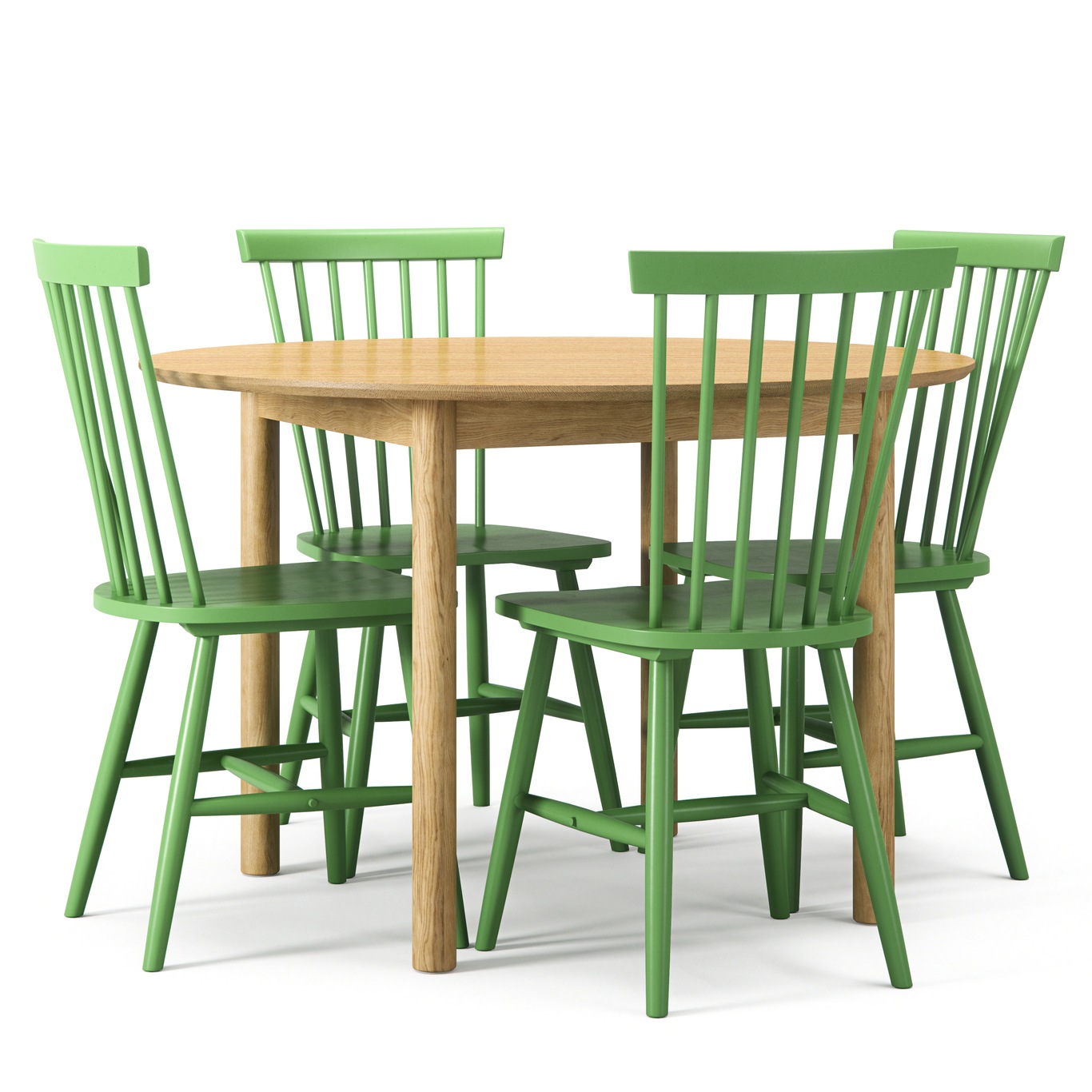 Wood Table Set, Oak / Green