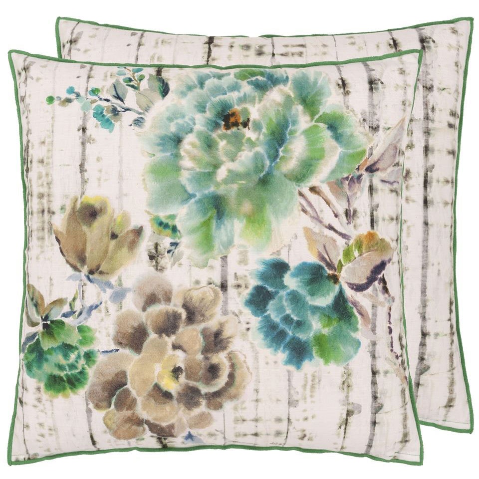 Kyoto Flower Cushion 50x50 cm, Jade