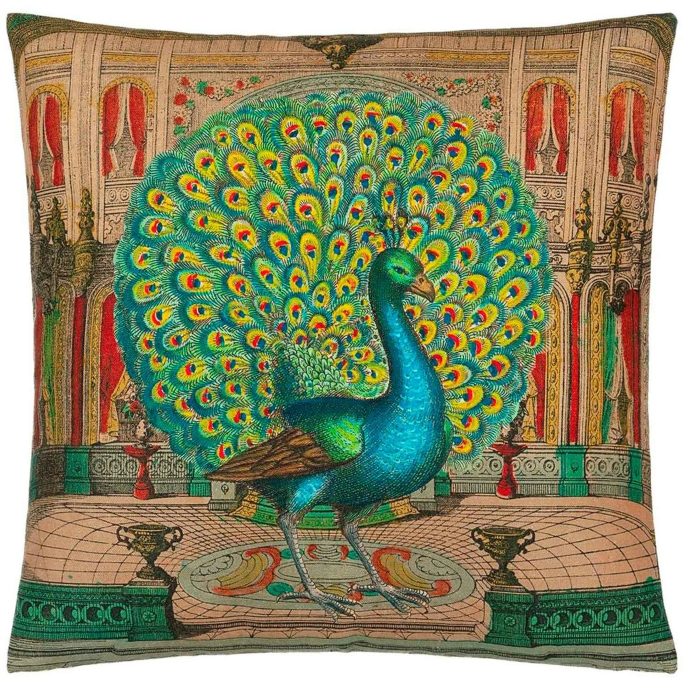 Peacock Cushion 50x50 cm, Emerald