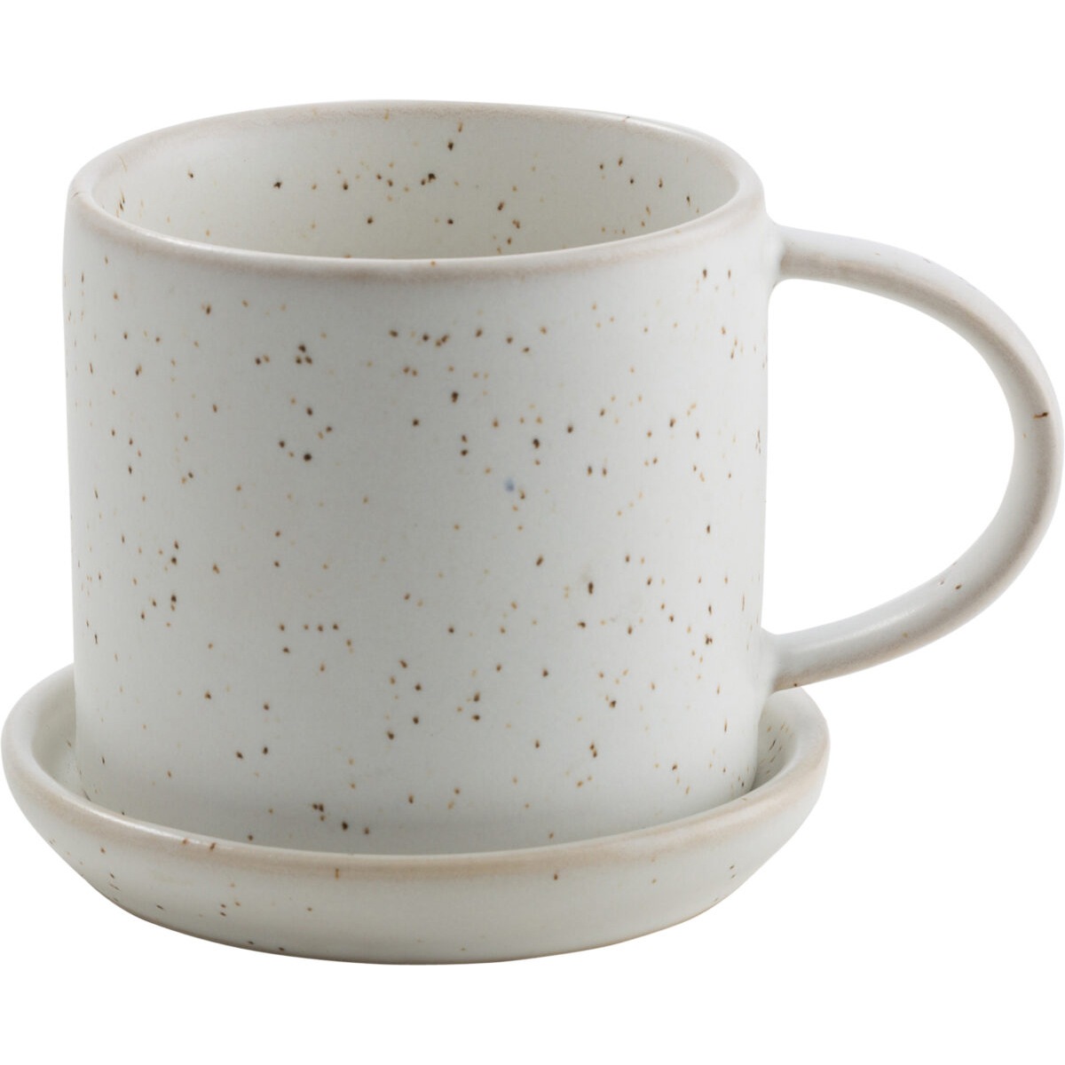 Cup With Saucer 7 cm, White/Spotted