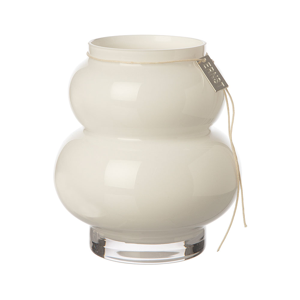 Curvy Glass Vase White, 14x7.8 cm