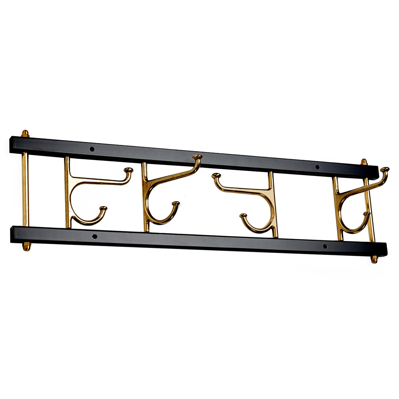 Decorative Hook Rail Maxi 4, Black / Brass