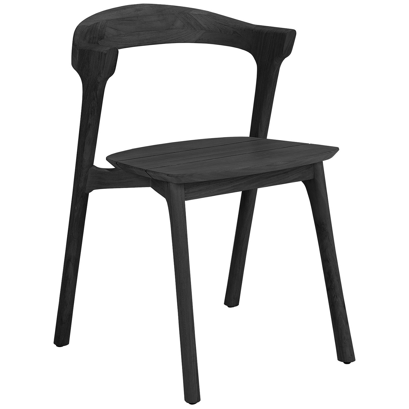 Bok Outdoor Dining Chair, Black Varnished Teak