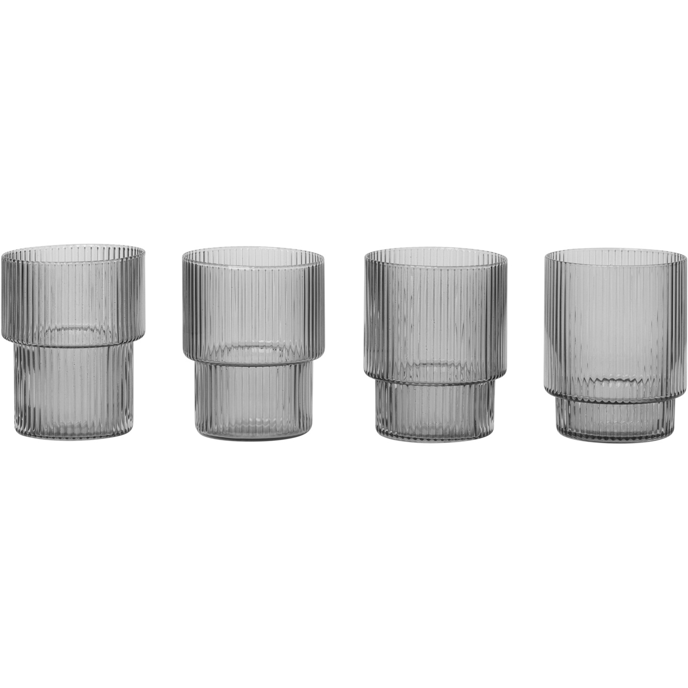 Ripple Glass 4-pack 6 cl, Smoked Grey