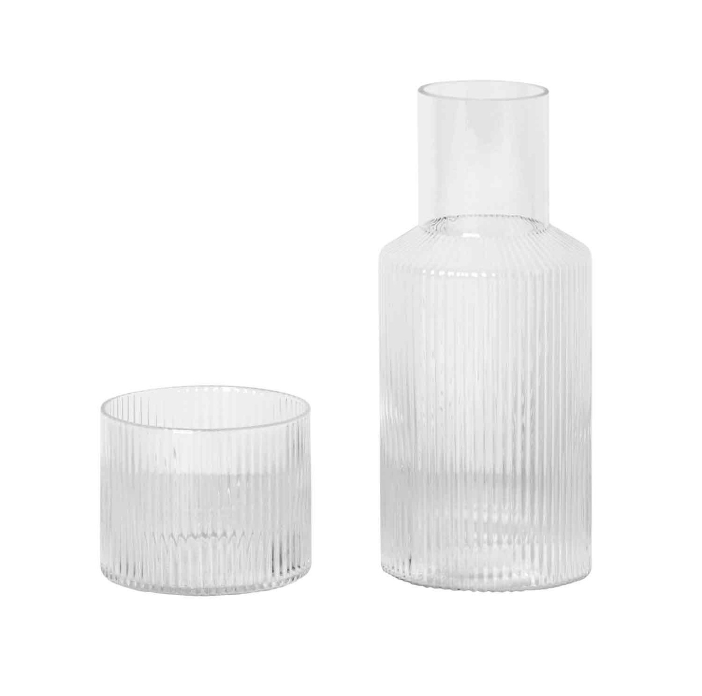 Ripple Small Carafe Set Carafe With Drinking Glass, Clear
