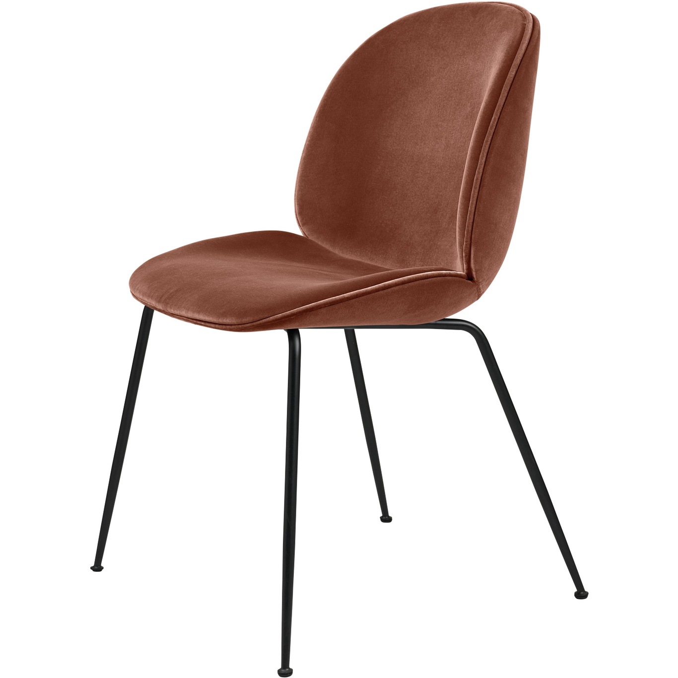 Beetle Chair Upholstered Black Base / Velvet, Rusty Red