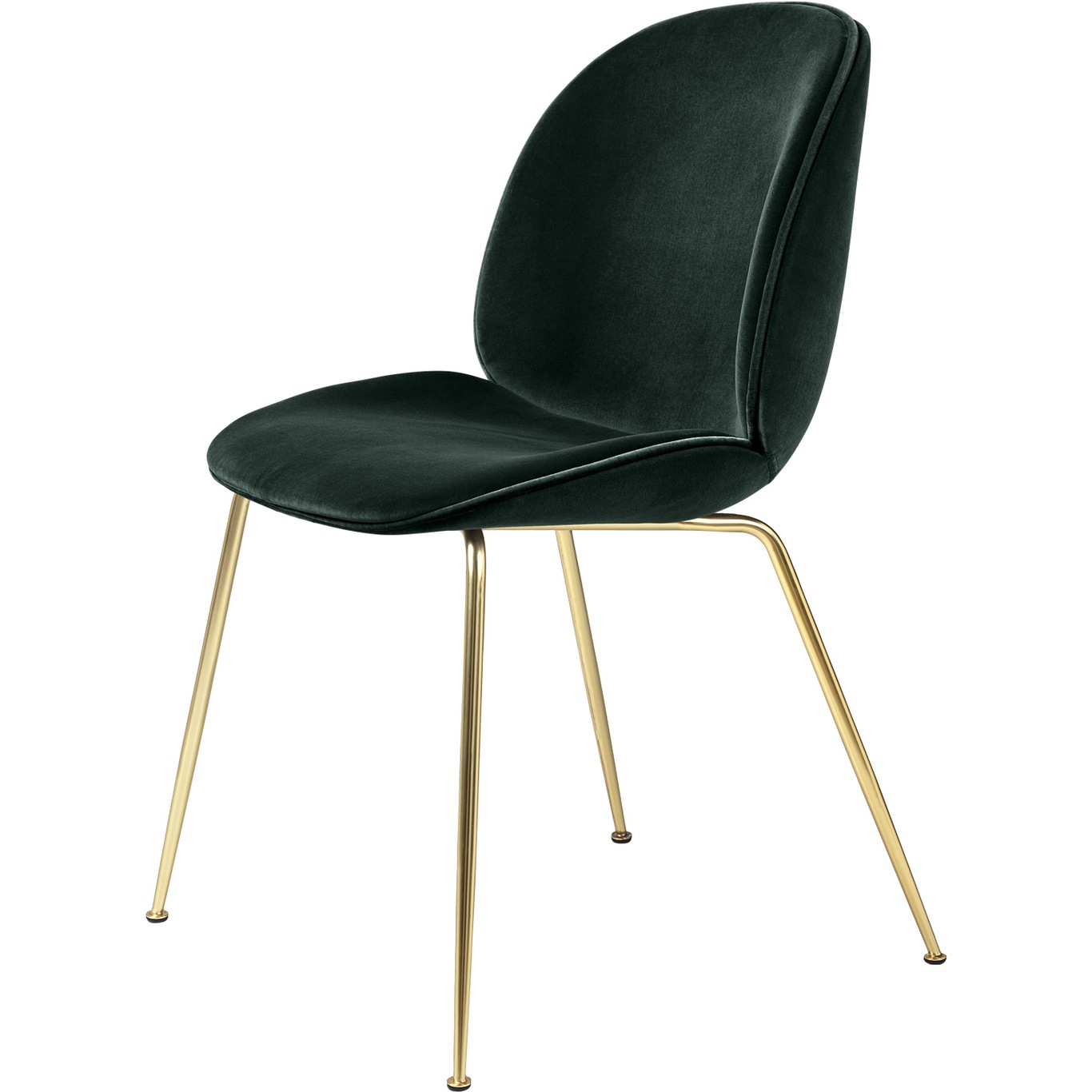 Beetle Chair Upholstered Brass Base/ Velvet, Dark Green
