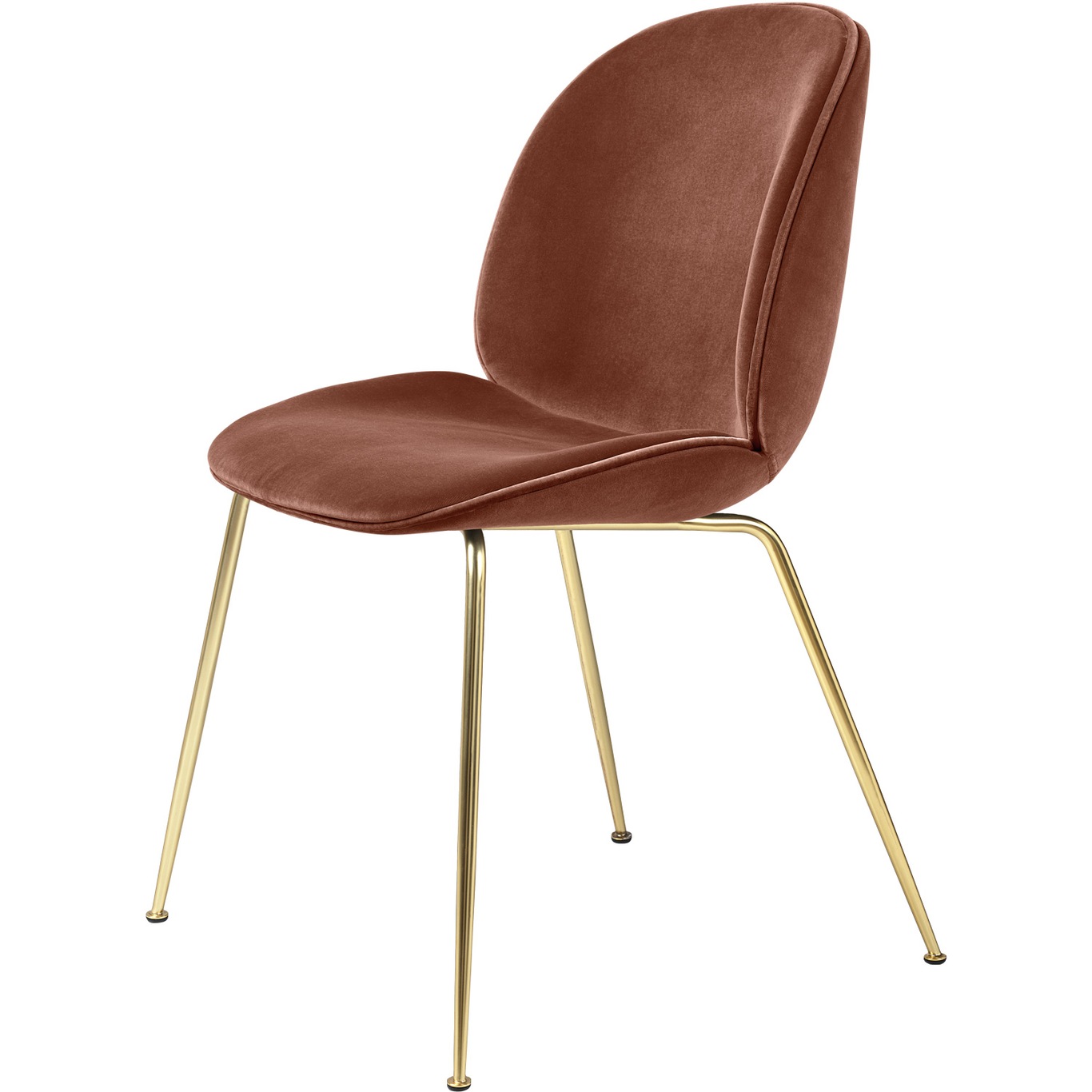 Beetle Chair Upholstered Brass Base/ Velvet, Rusty Red