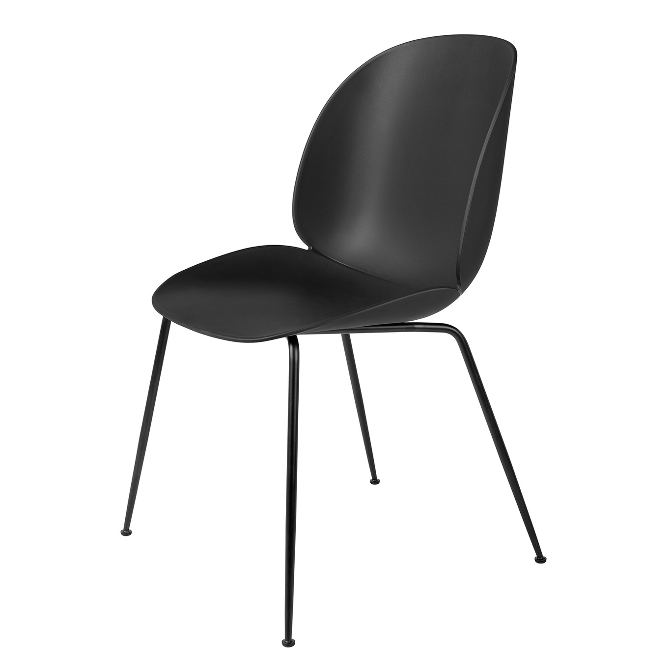 Beetle Dining Chair Un-upholstered, Conic Base Black, Black