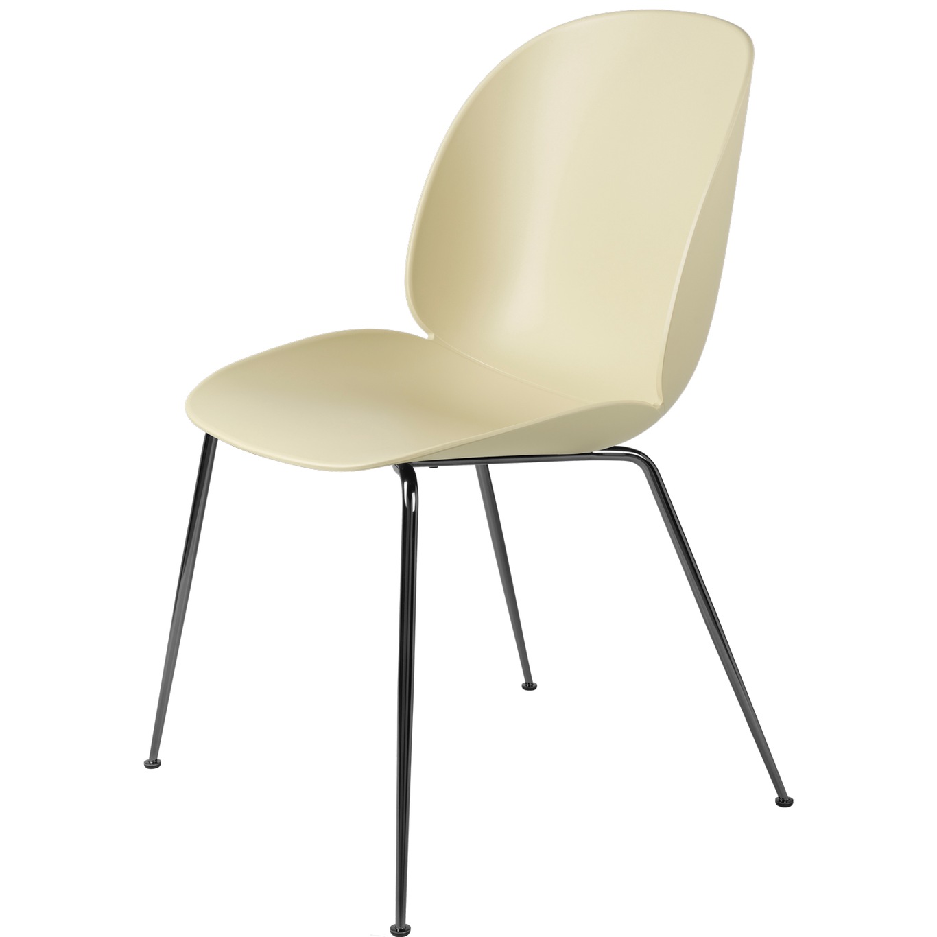 Beetle Dining Chair Unupholstered, Conic Base Black Chromed, Pastel Green