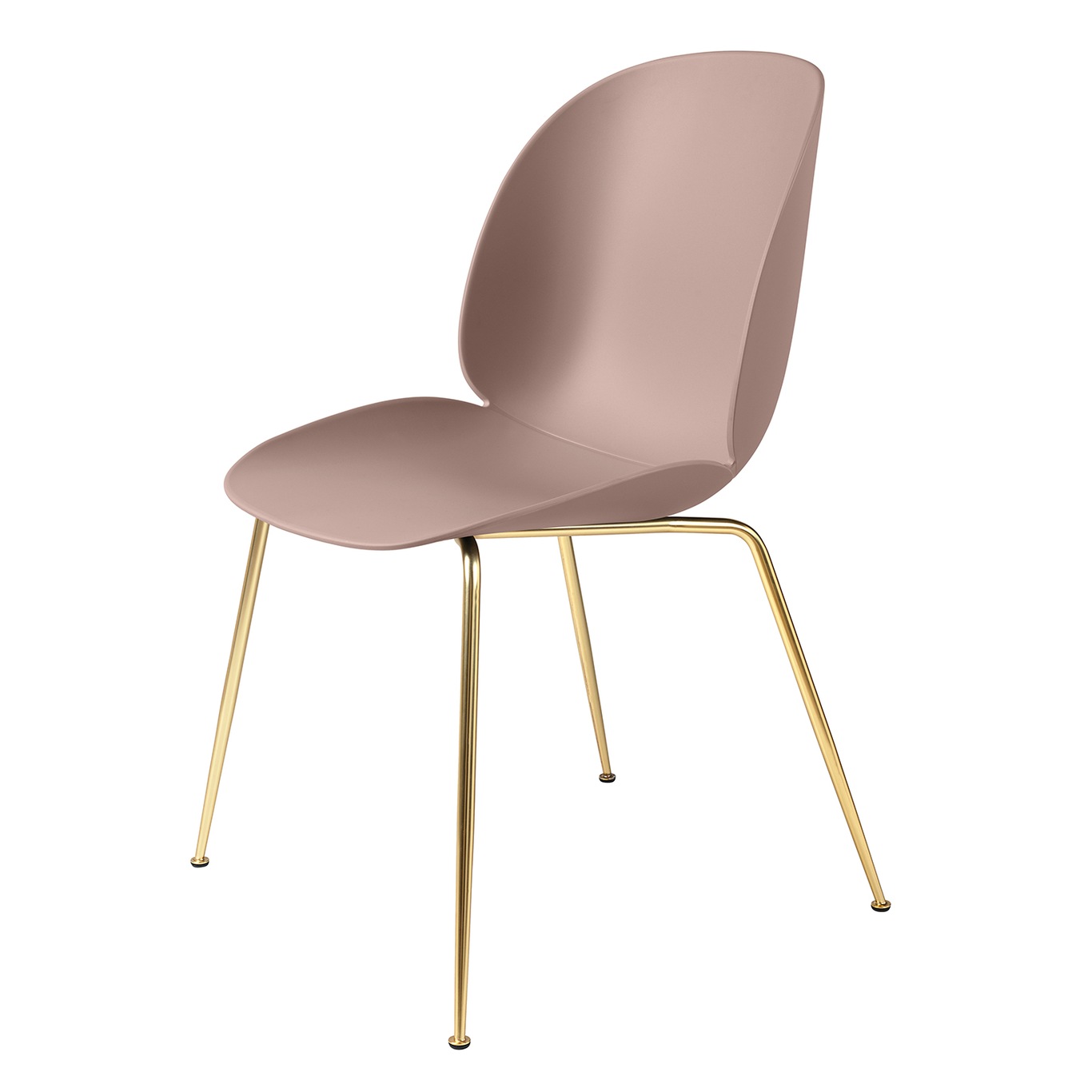 Beetle Dining Chair Un-upholstered, Conic Base Brass, Sweet Pink