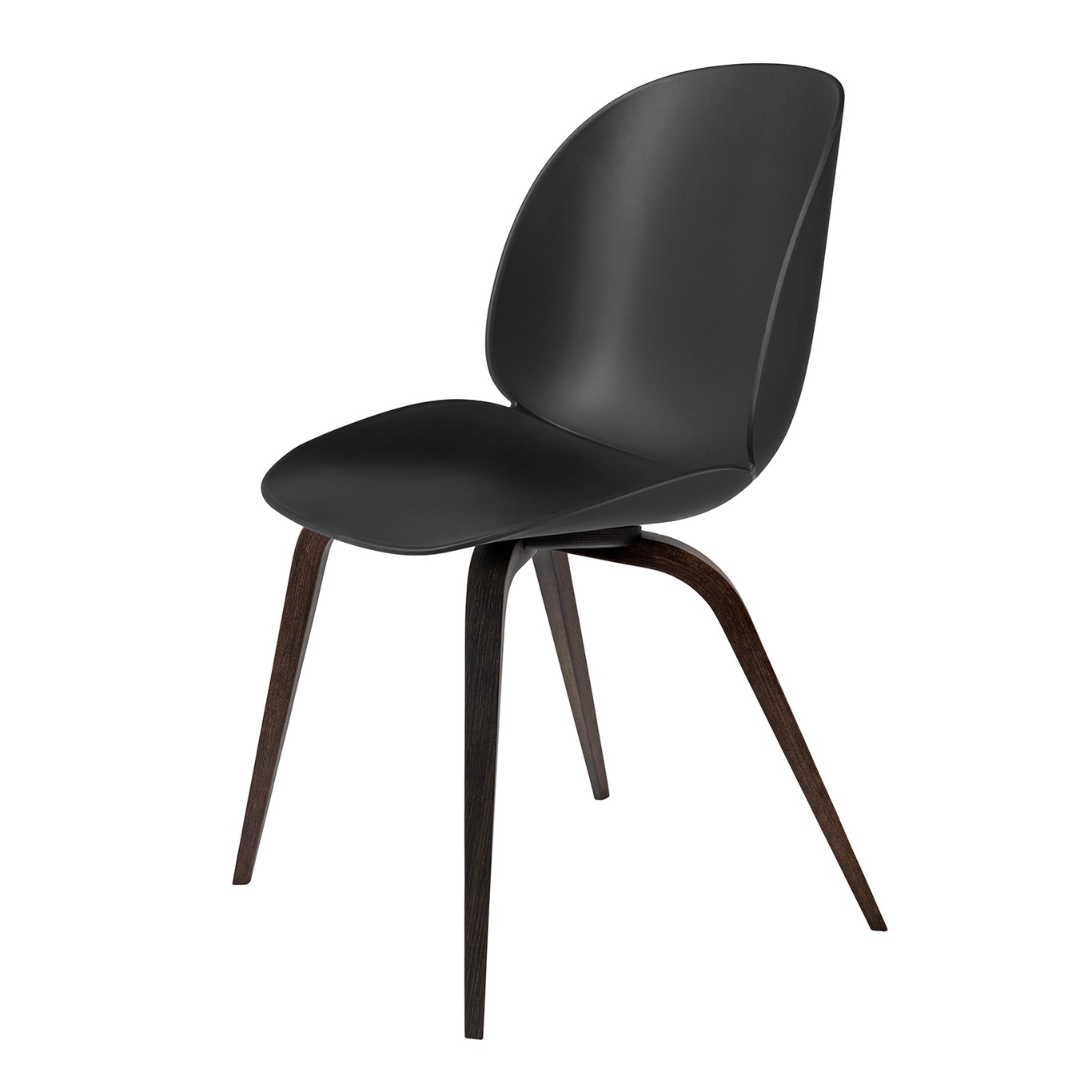 Beetle Dining Chair Unupholstered, Wood Base Smoked Oak, Black