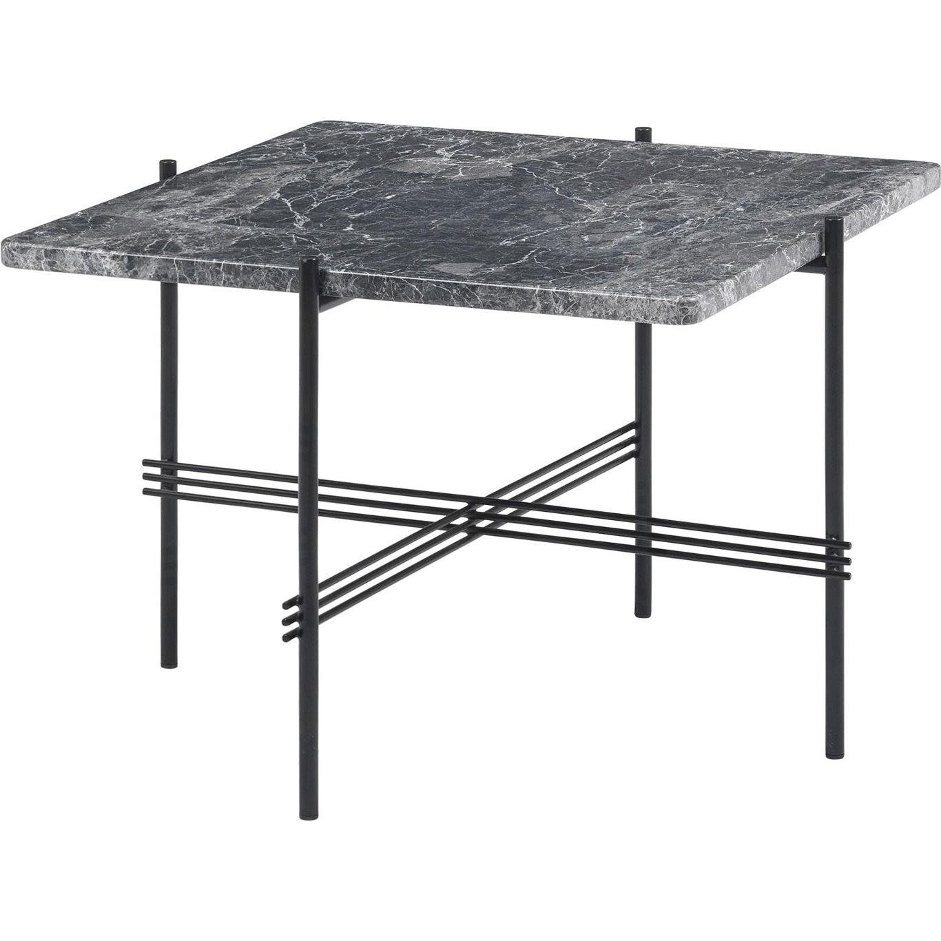 TS Coffee Table 55x55 cm, Black / Grey Marble