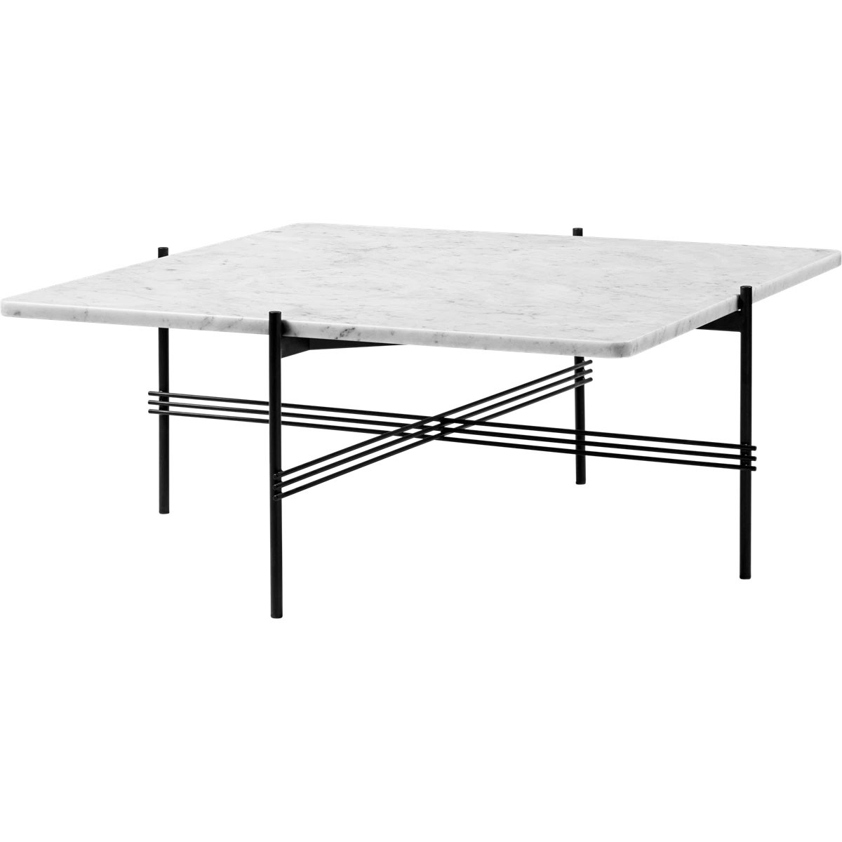 TS Coffee Table 105x105 cm, Black / White Marble