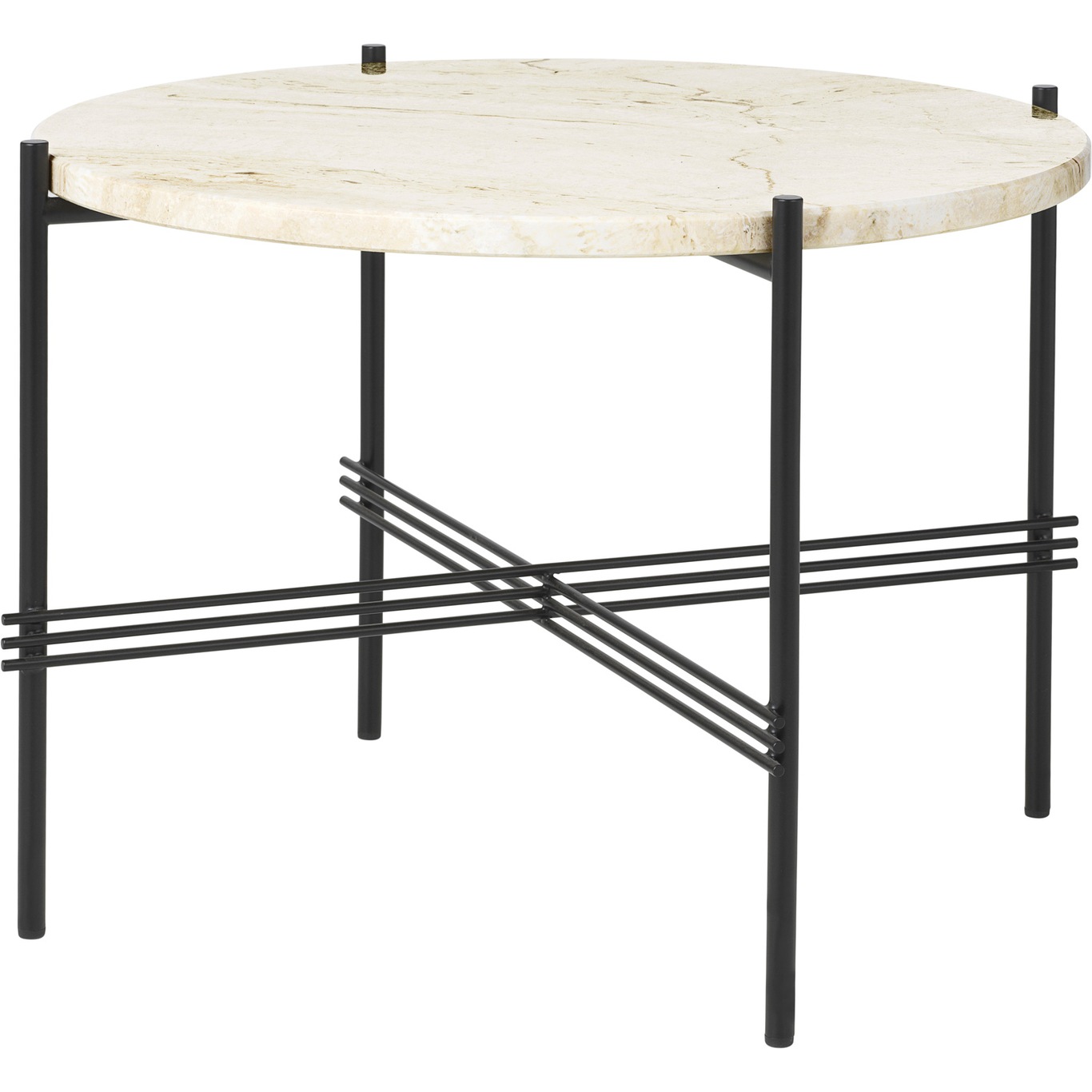 TS Coffee Table 55 cm, Black / Neutral white Travertine