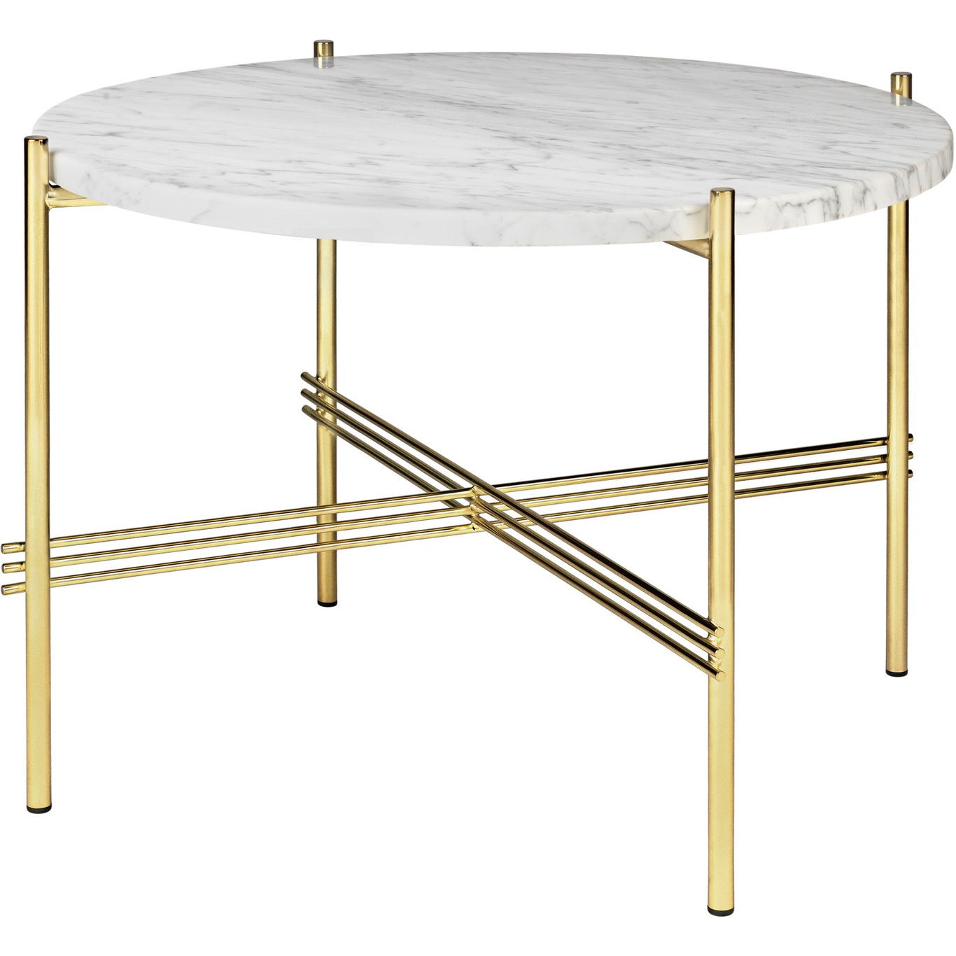 TS Coffee Table 55 cm, Brass / Neutral white Travertine