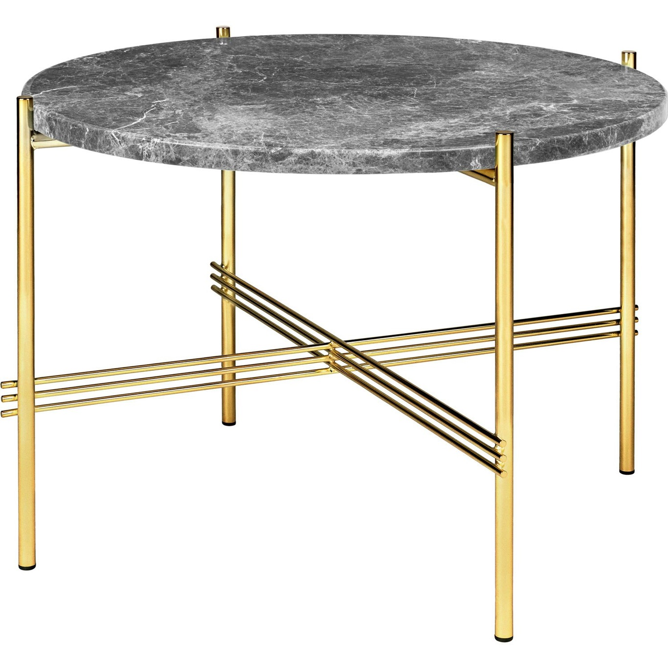 TS Coffee Table 55 cm, Brass / Grey Emperador marble