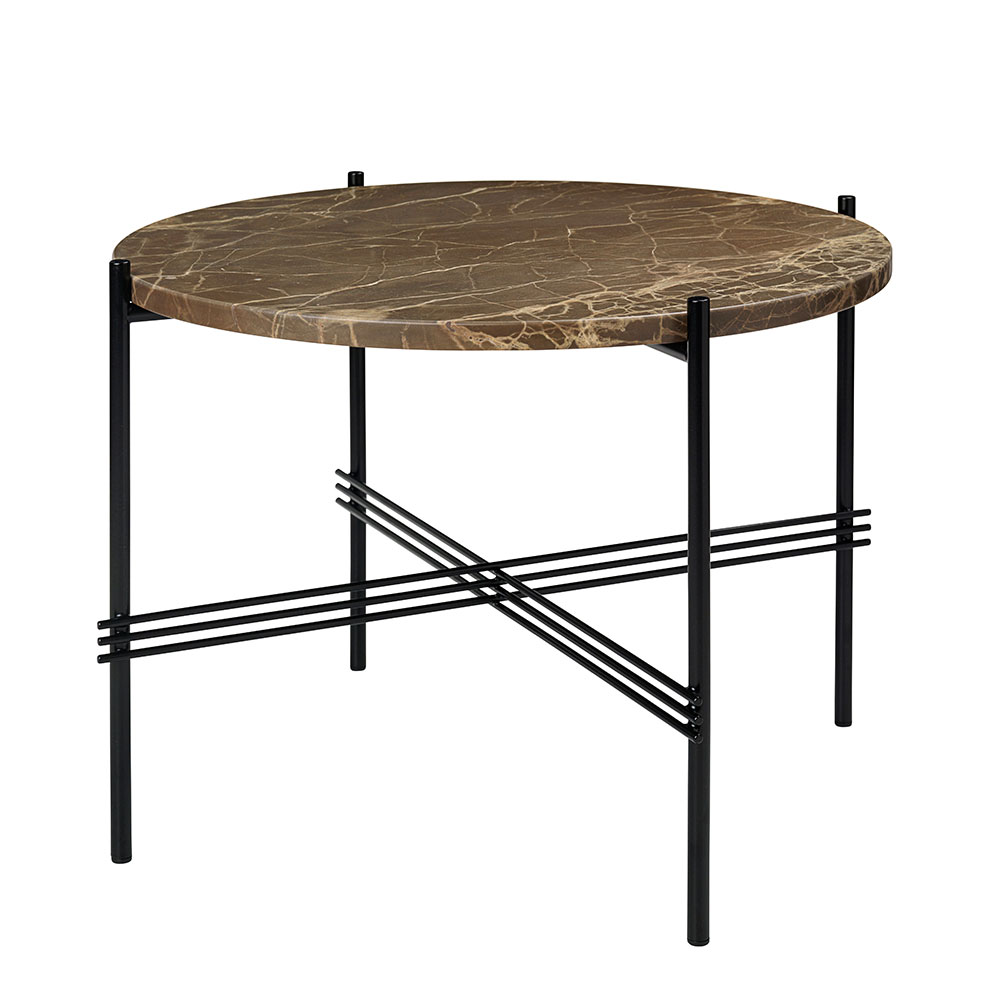 TS Coffee Table 55 cm, Black / Brown Emperador marble