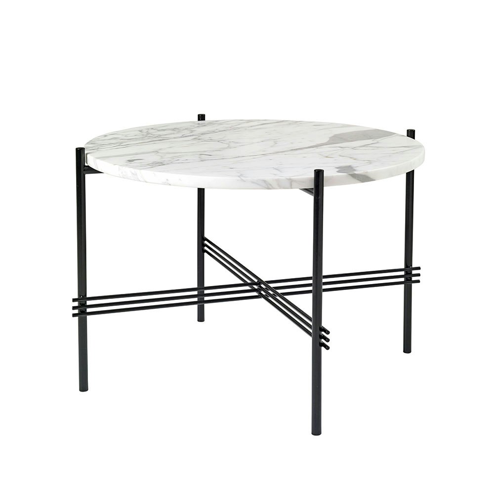 TS Coffee Table 55 cm, Black / White Carrara marble