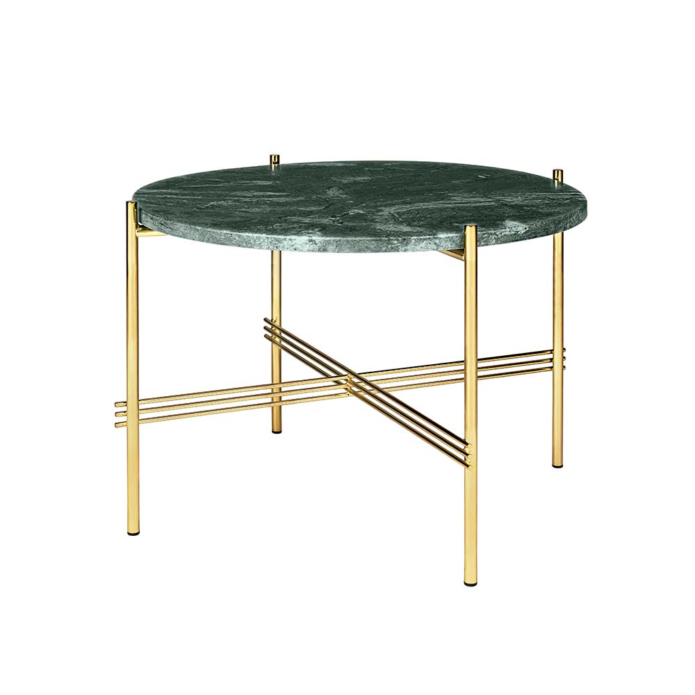 TS Coffee Table 55 cm, Brass / Green Guatemala marble