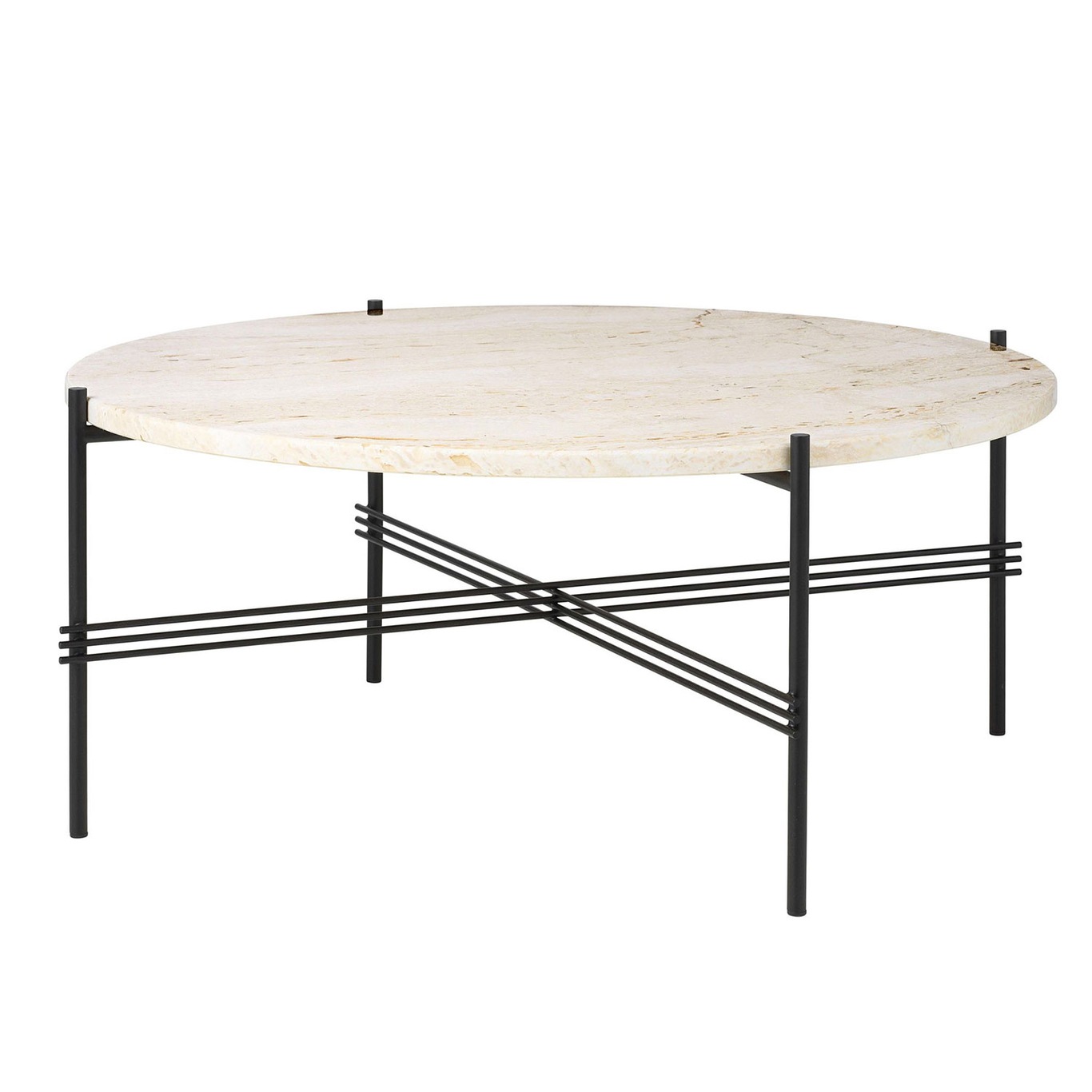 TS Coffee Table 80 cm, Black / Neutral white Travertine