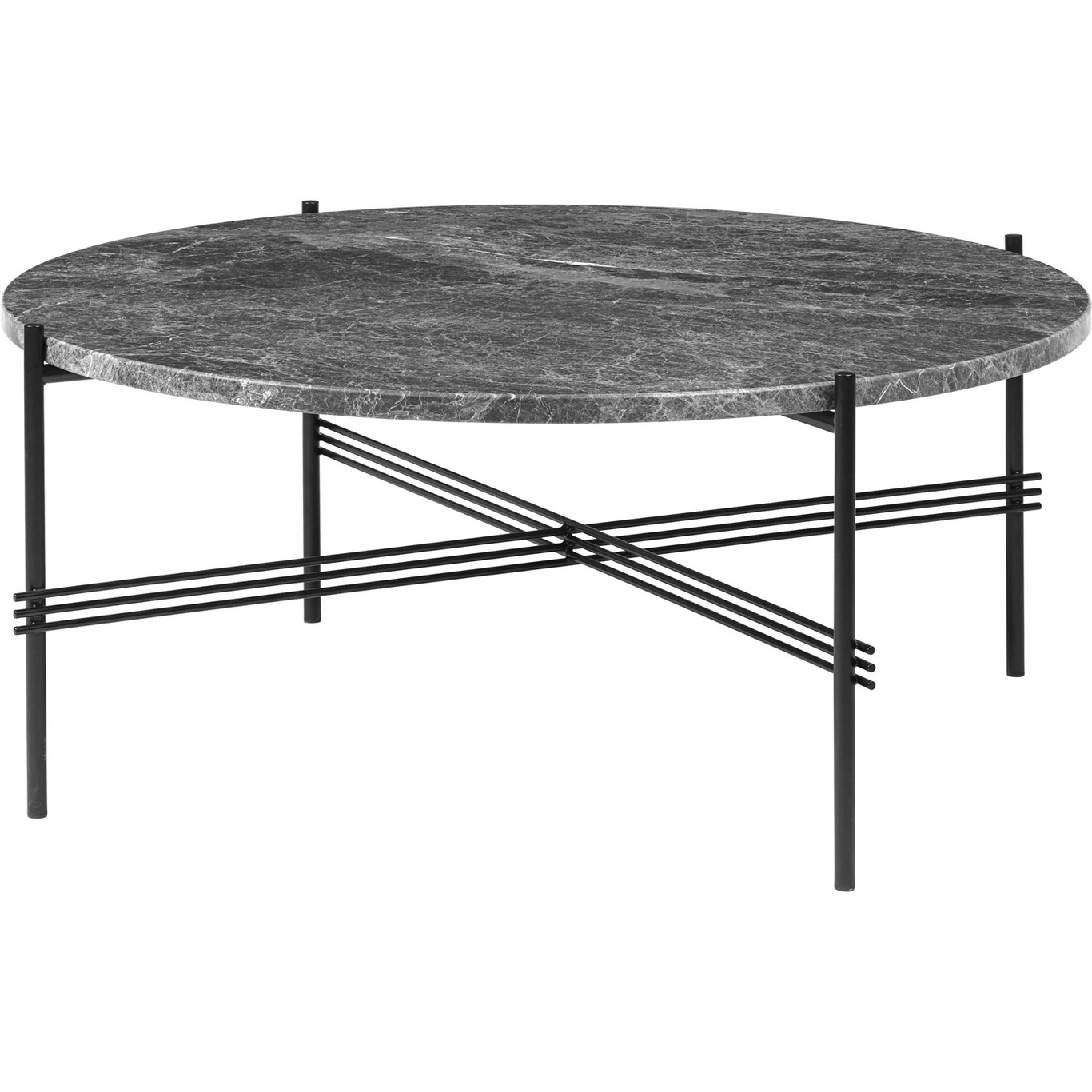 TS Coffee Table 80 cm, Black / Grey Emperador marble