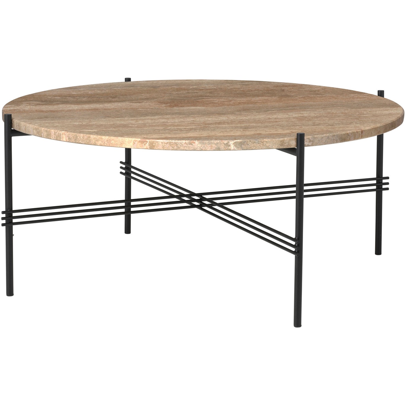 TS Coffee Table 80 cm, Black / Warm taupe Travertine