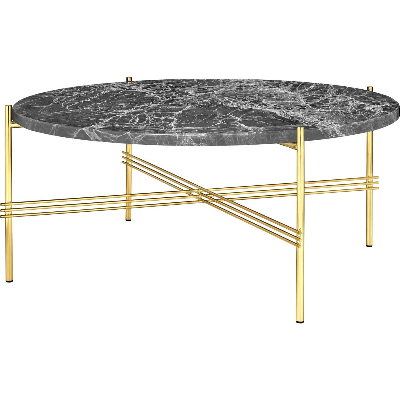 TS Coffee Table 80 cm, Brass / Grey Emperador marble