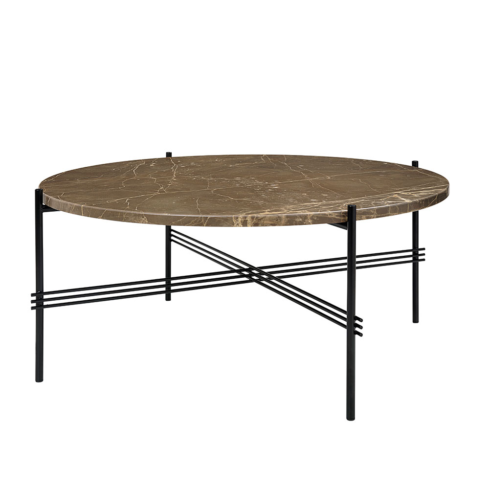 TS Coffee Table 80 cm, Black / Brown Emperador marble