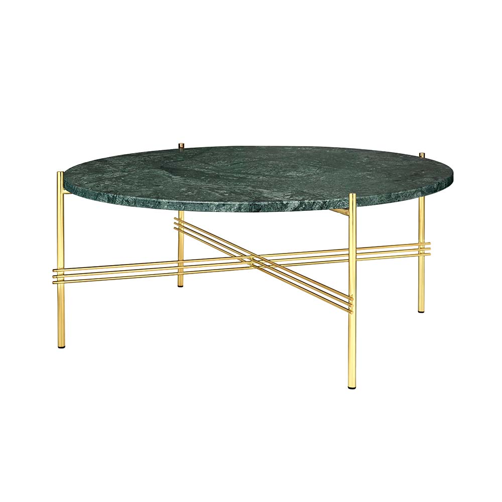 TS Coffee Table 80 cm, Brass / Green Guatemala marble