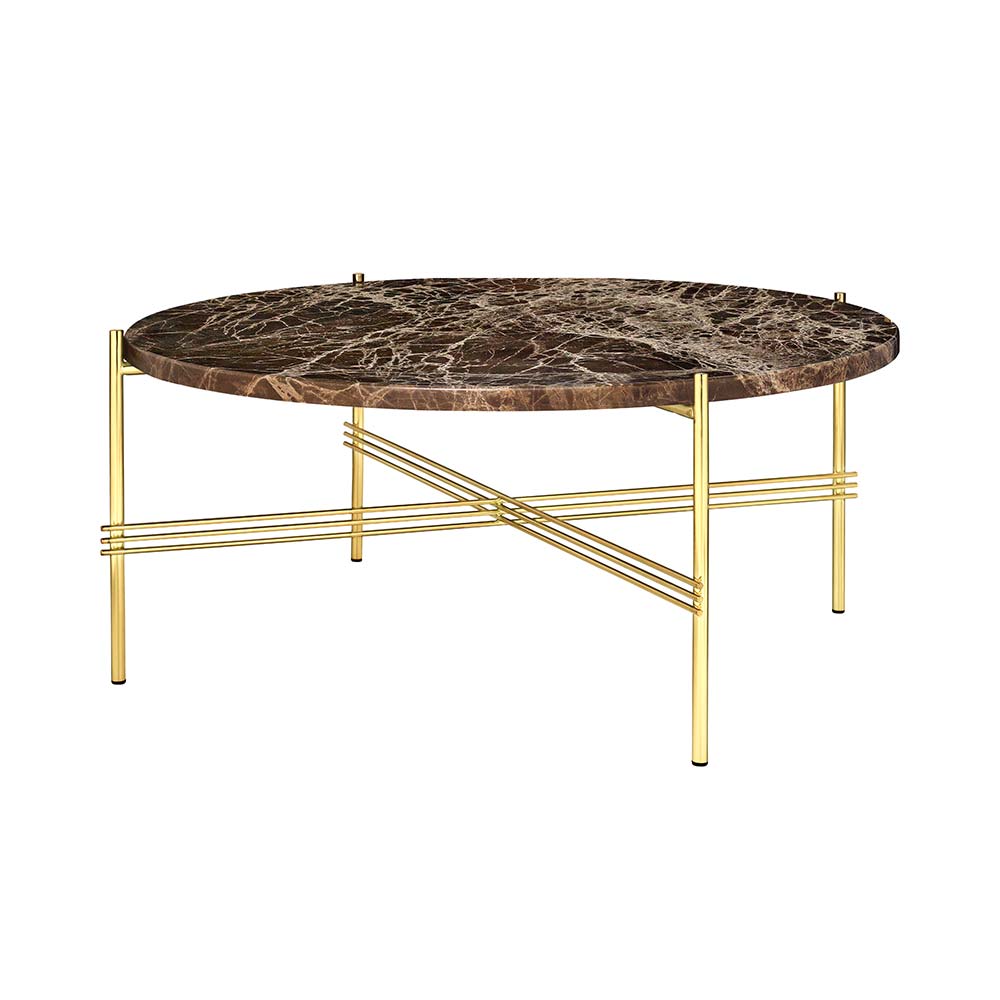 TS Coffee Table 80 cm, Brass / Brown Emperador marble