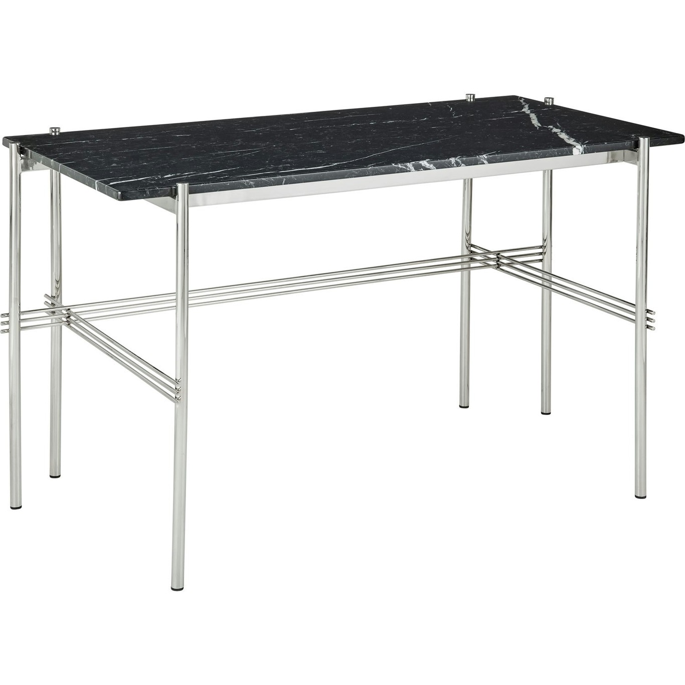 TS Desk 60x120 cm, Polished Steel / Black Marquina marble