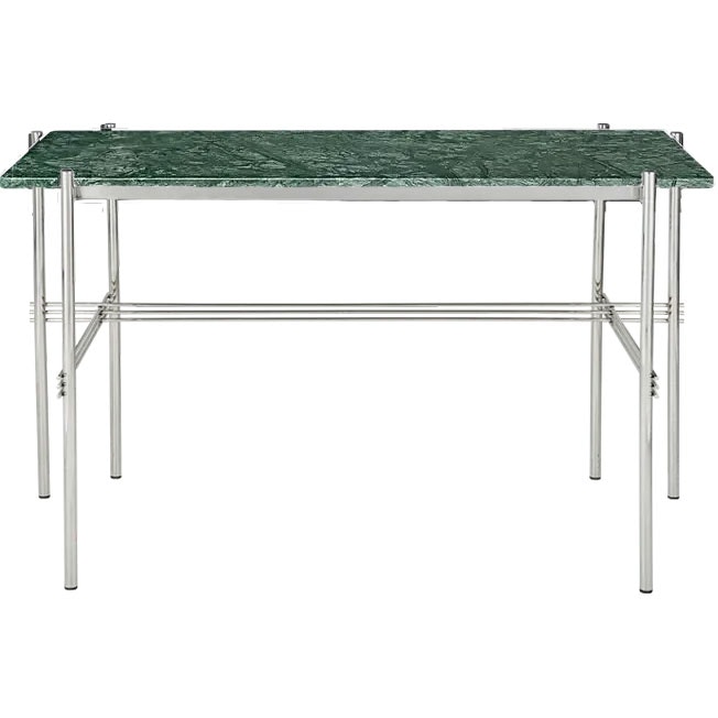 TS Desk 60x120 cm, Polished Steel / Green Guatemala marble