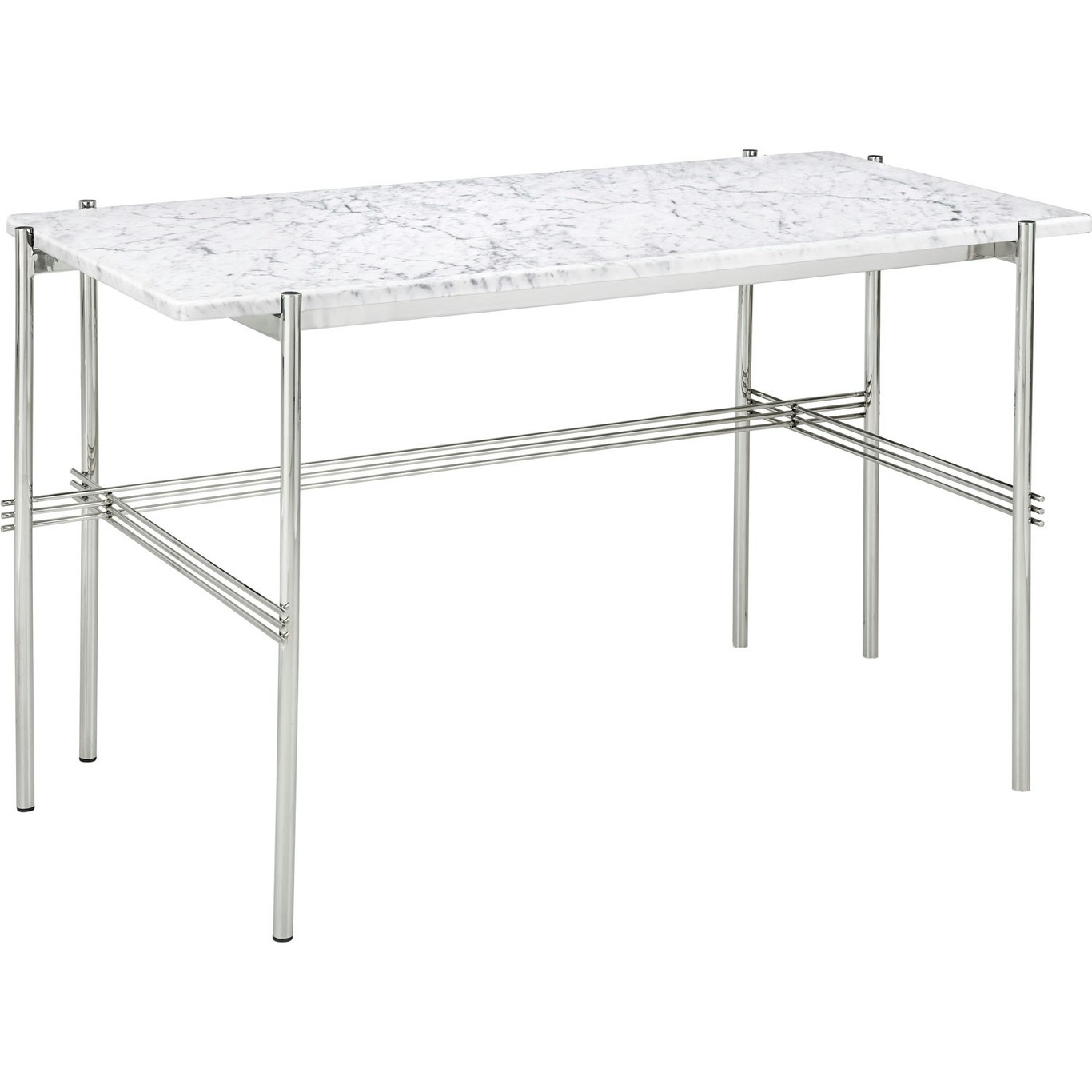 TS Desk 60x120 cm, Polished Steel / White Carrara marble