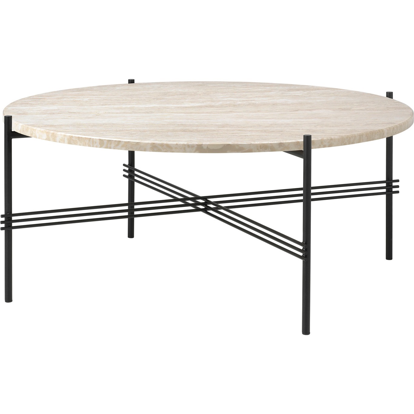 TS Outdoor Coffee Table Ø80x35 cm, Black/White Travertine