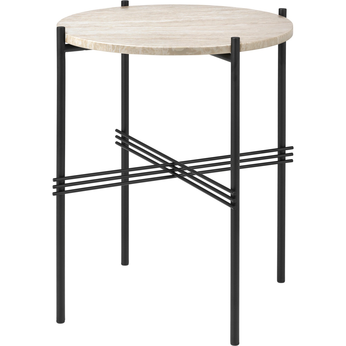 TS Outdoor Side Table Ø40x51 cm, Black/White Travertine