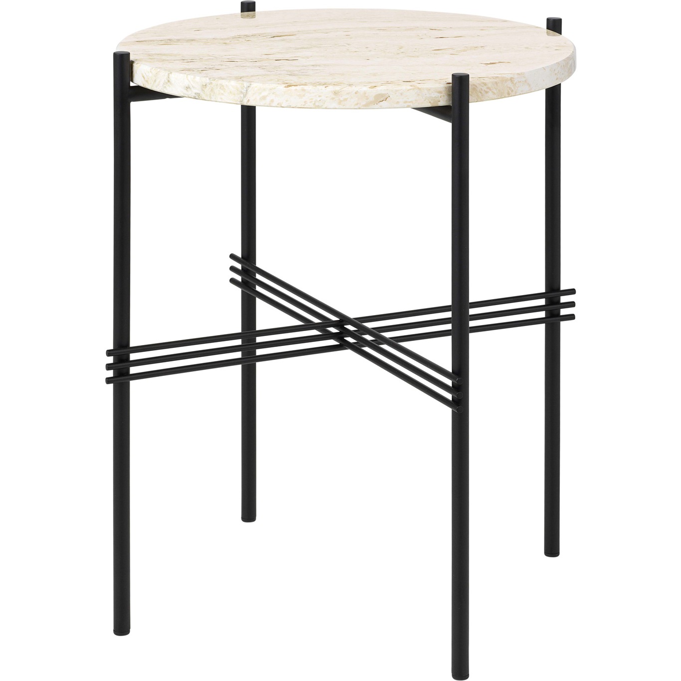 TS Side Table 40 cm, Black / Neutral white Travertine