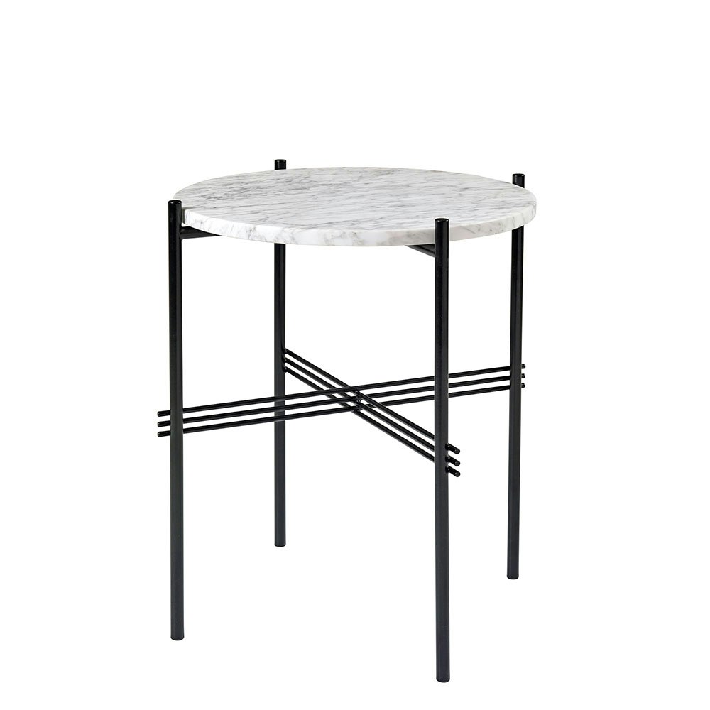 TS Side Table 40 cm, Black / White Carrara marble