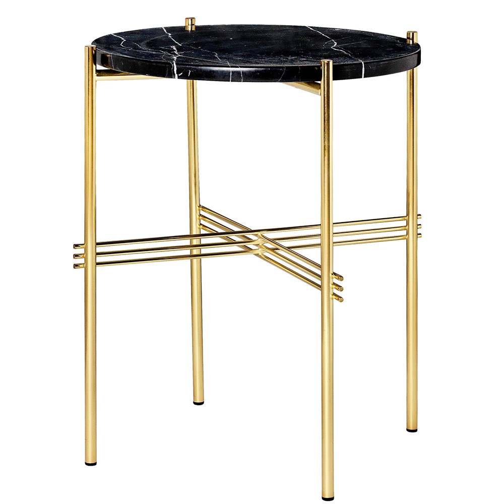 TS Side Table 40 cm, Brass / Black Marquina marble
