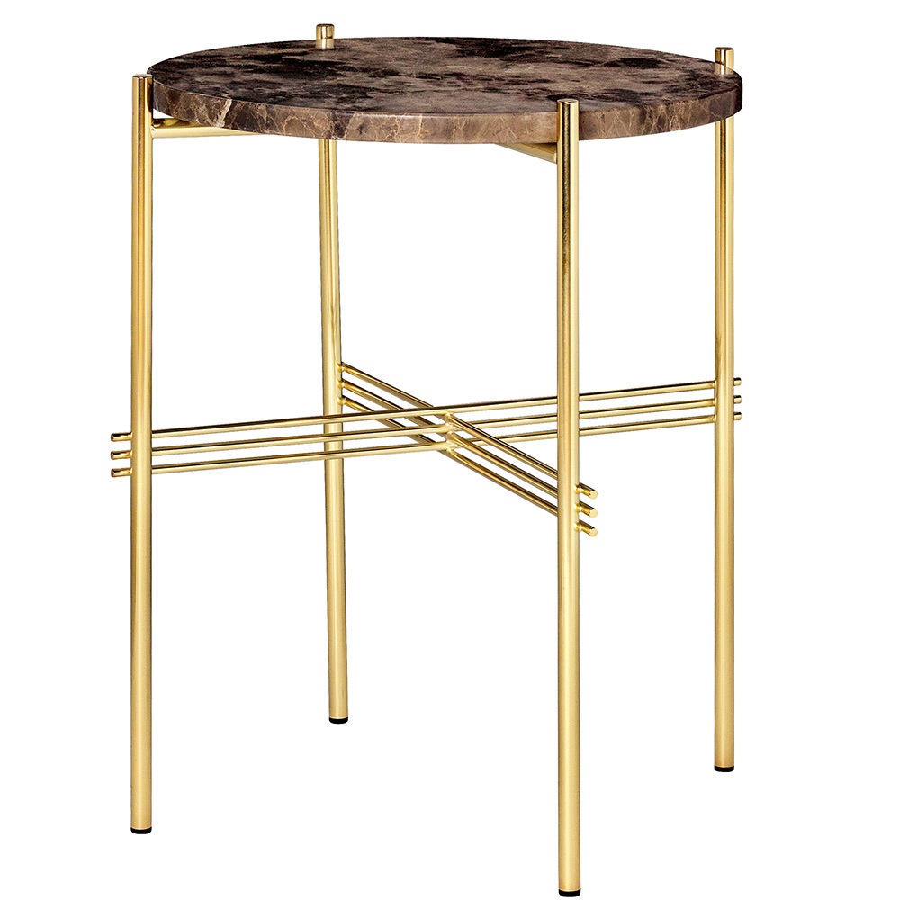TS Side Table 40 cm, Brass / Brown Emperador marble