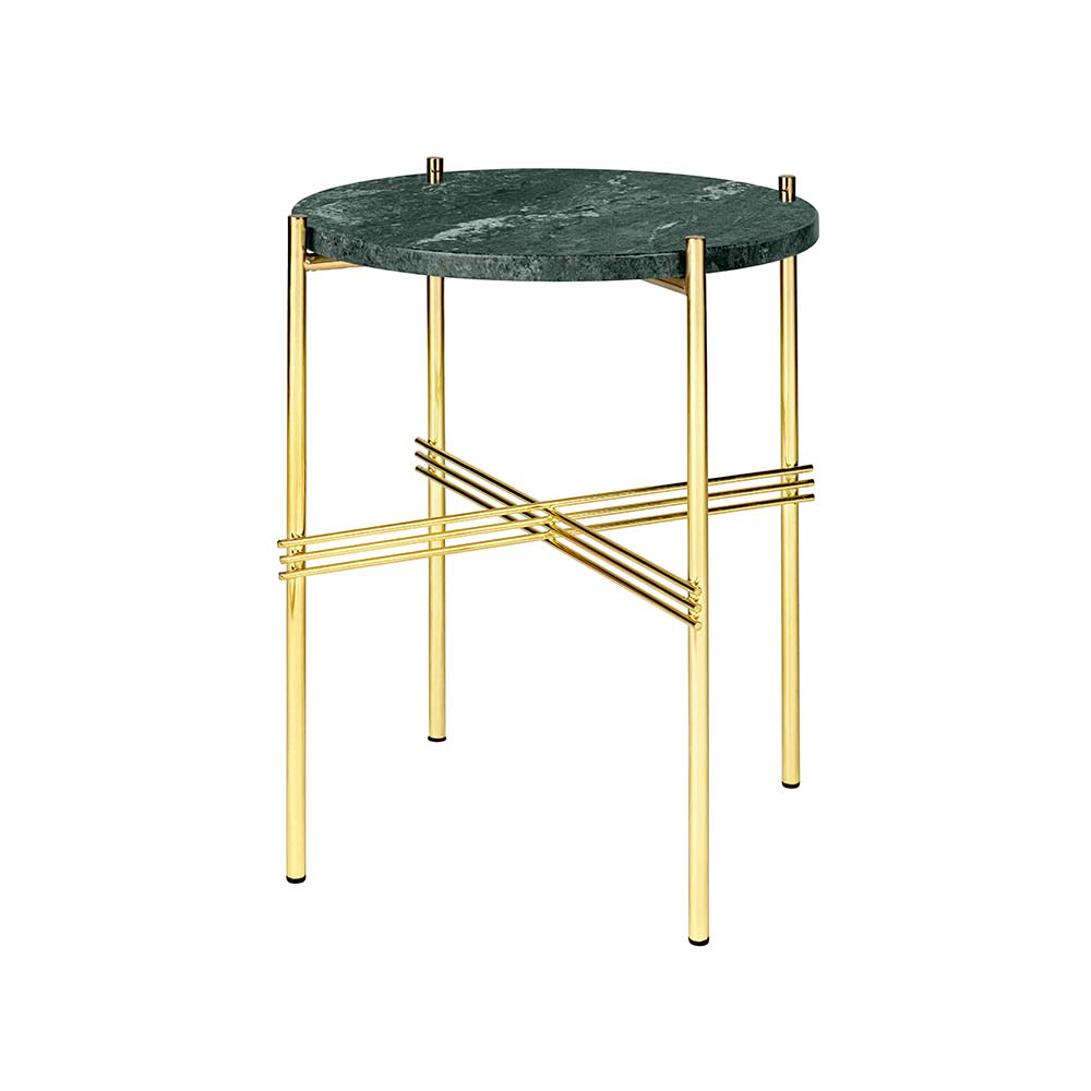 TS Side Table 40 cm, Brass / Green Guatemala marble