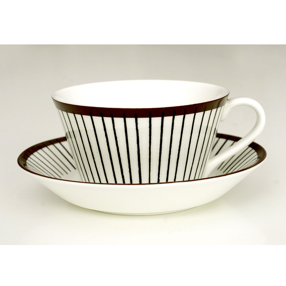 Ribb Tea Cup With Saucer, Cone