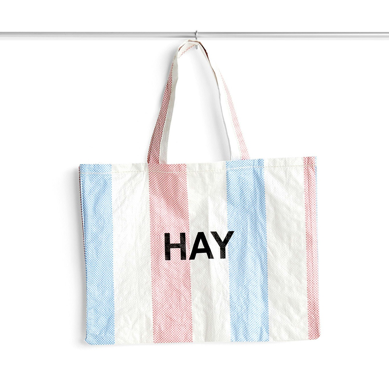Candy Striped M Bag, White/Blue / Red