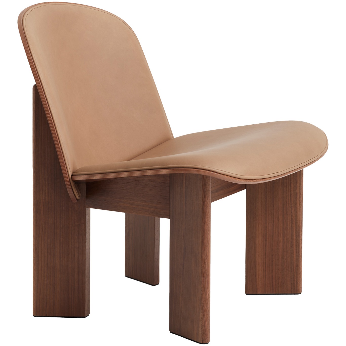 Chisel Lounge Chair With Upholstered Front, Walnut / Sense Leather Nougat