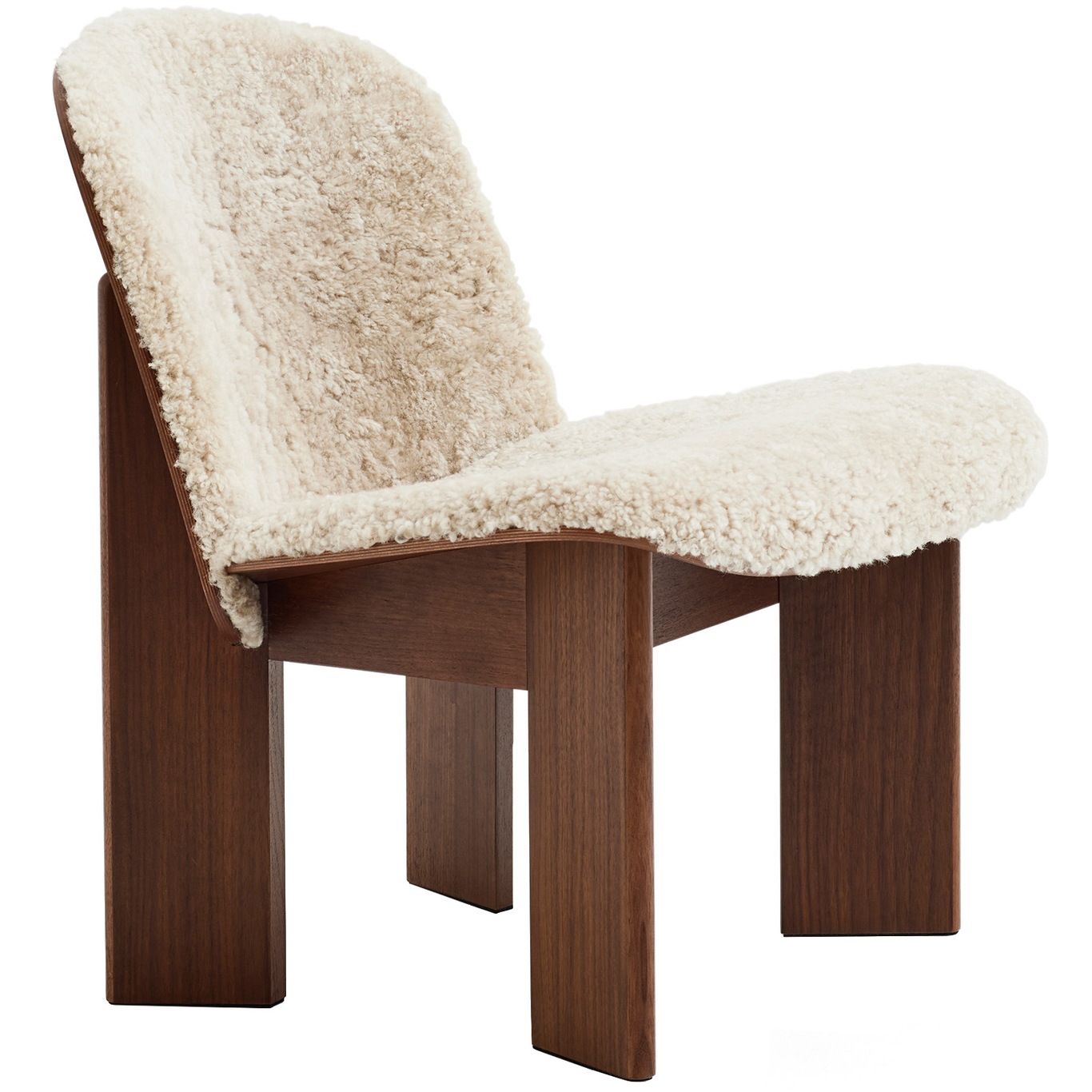 Chisel Lounge Chair With Upholstered Front, Walnut / Sheepskin Mohawi 21