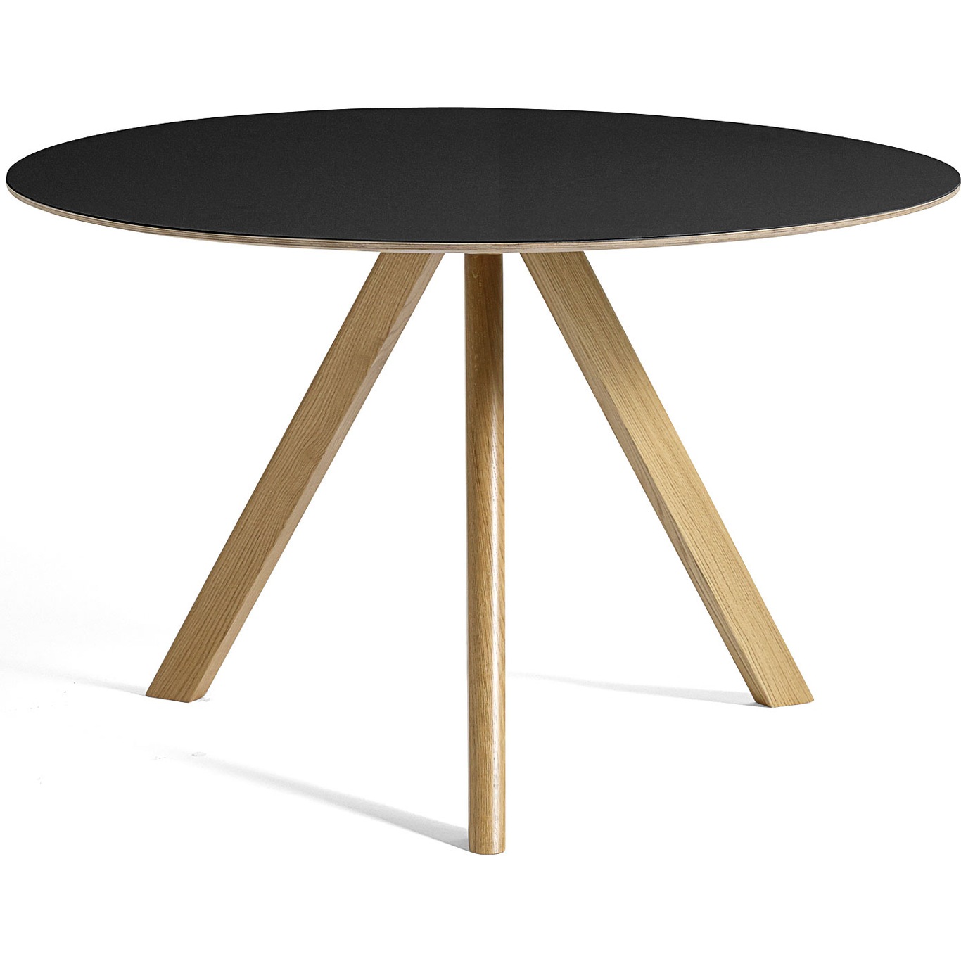 CPH20 Table Ø120x74 cm, Water based lacquered Oak / Black Linoleum